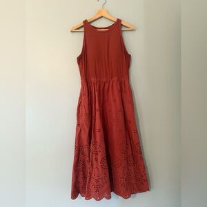 Soma Ribbed Eyelet Midi Bra Dress in Sierra Redwood, M